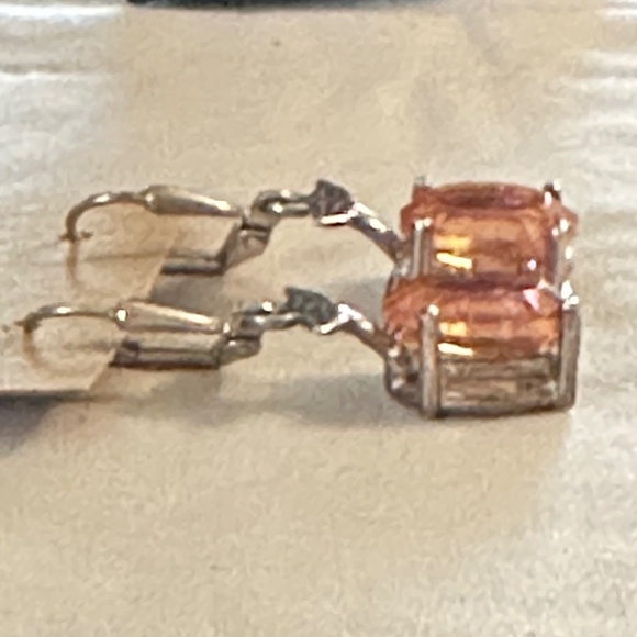 925 Sterling Silver Oval Elbaite Dangle Earrings w/Dolphin Tail - Picture 5 of 9